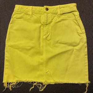 Neon High-waisted Cutoff Denim Skirt